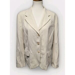 Worthington Ivory 3 Button Blazer Stretch Lined Jacket Casual Business Size 18
